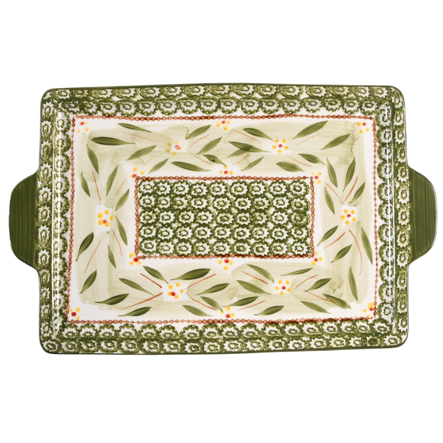 Old World Green 15" Oval Lid-It (Trivet,Tray,Baker Lid) by Temp-Tations-1