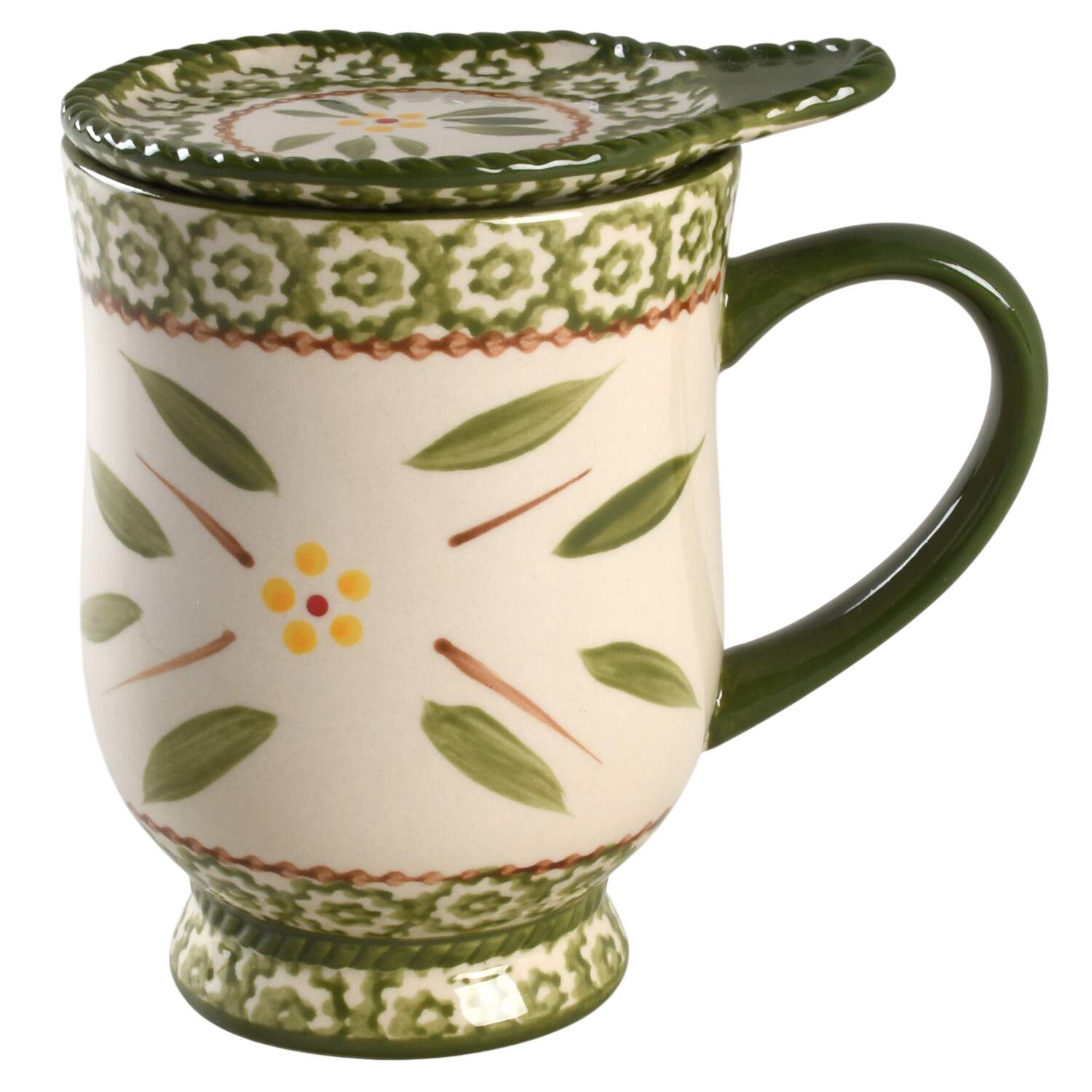 Old World Green Footed Mug & Lid-It by Temp-Tations-1