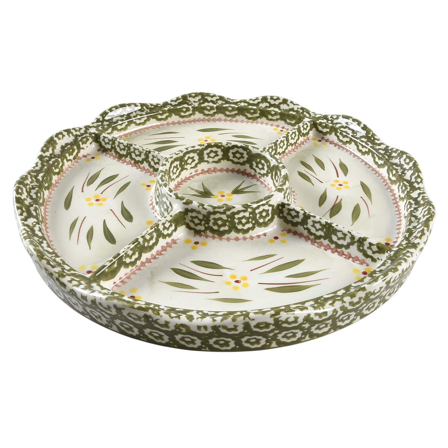 Old World Green Cake/Chip Plate for Convertible Set by Temp-Tations-1