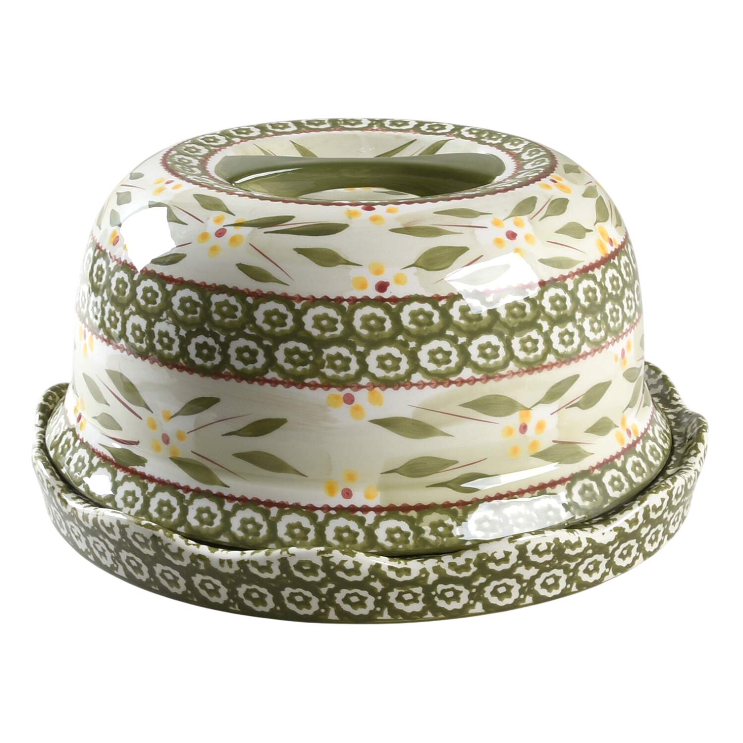 Old World Green Convertible Set (Cake Stand/Chip & Dip Pedestal w/Dome) by Temp-Tations-1