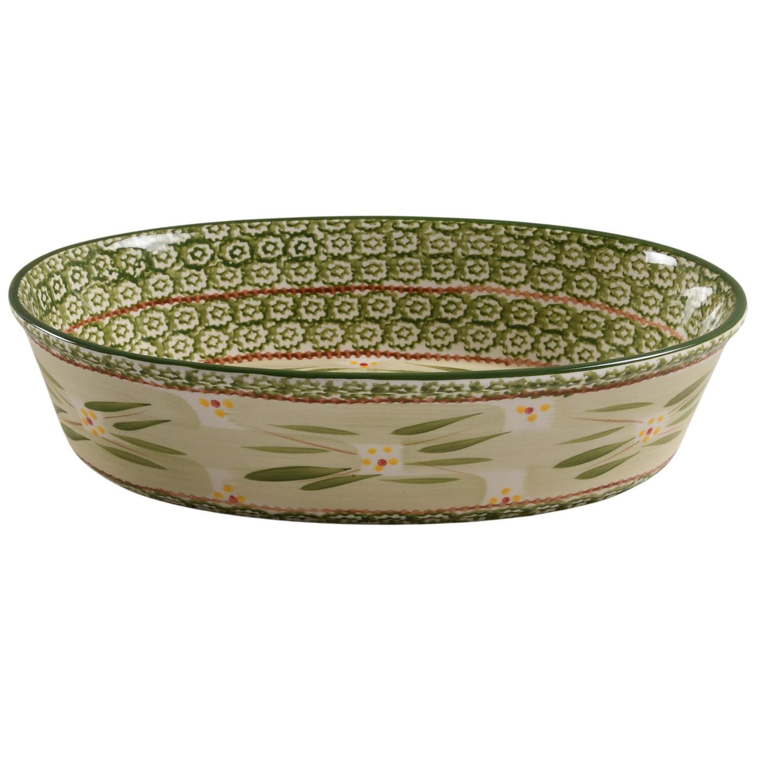 Old World Green 13" Oval Baker by Temp-Tations-1