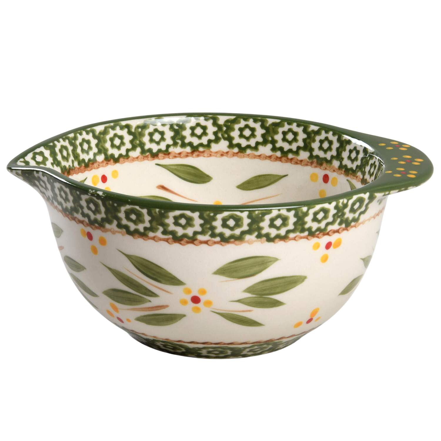 Old World Green 7" Nesting Bowl with Spout by Temp-Tations-1