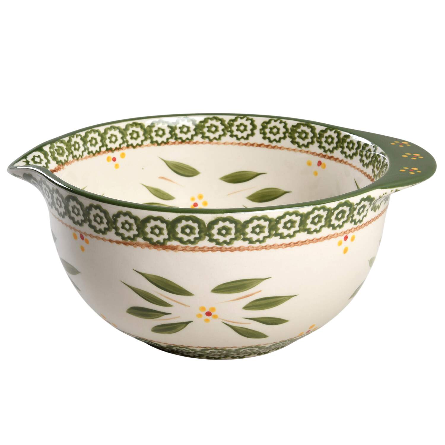 Old World Green 11" Nesting Bowl with Spout by Temp-Tations-1