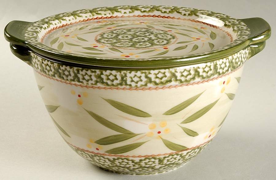 Old World Green 2 Qt Round Covered Casserole by Temp-Tations-1
