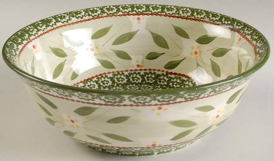 Old World Green 9" Round Serving Bowl by Temp-Tations-1