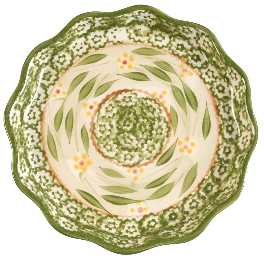 Old World Green Dessert/Pie Plate by Temp-Tations-1