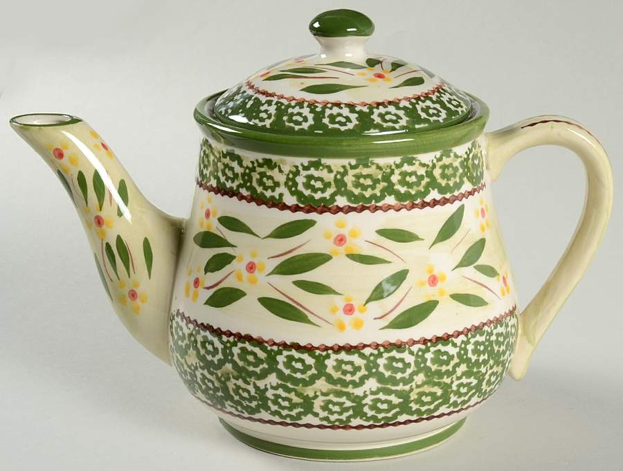 Old World Green Teapot & Lid by Temp-Tations-1