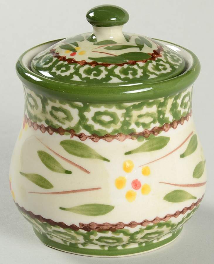 Old World Green Sugar Bowl & Lid by Temp-Tations-1