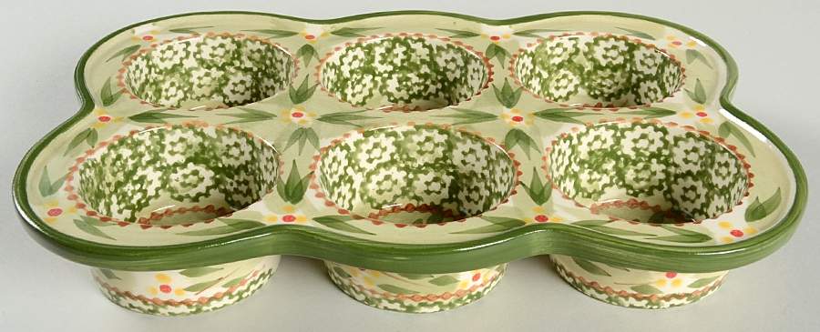Old World Green Muffin Pan (Holds 6 Muffins) by Temp-Tations-1