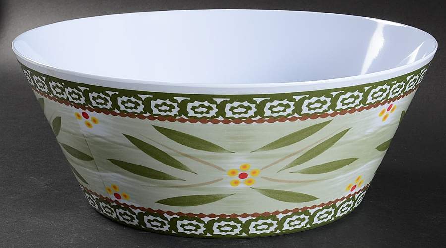 Old World Green 11" Large Melamine Salad Serving Bowl by Temp-Tations-1