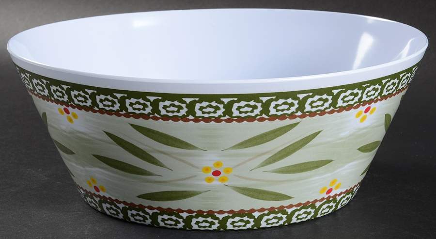 Old World Green 10" Large Melamine Salad Serving Bowl by Temp-Tations-1