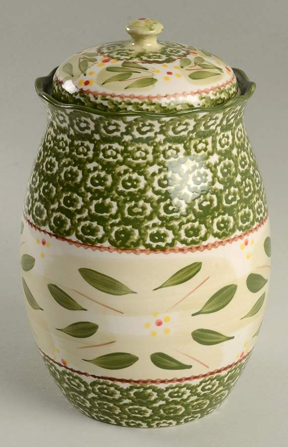 Old World Green Large Canister & Lid by Temp-Tations-1
