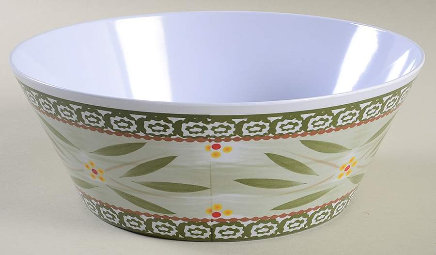 Old World Green 9" Round Melamine Serving Bowl by Temp-Tations-1