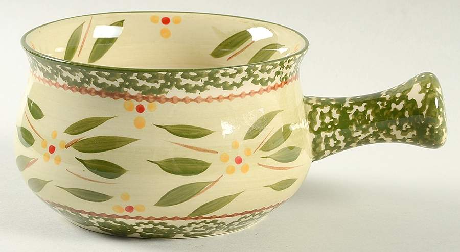 Old World Green One Stick Handled Soup/Snack Bowl (use with SNTR12) by Temp-Tations-1