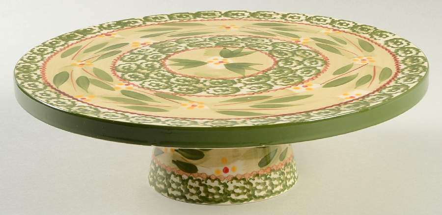 Old World Green 9" Diameter Pedestal Cake Stand by Temp-Tations-1