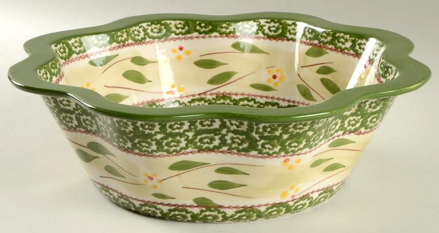 Old World Green 12" Large Salad Serving Bowl by Temp-Tations-1