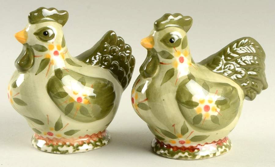 Old World Green Figural Salt and Pepper by Temp-Tations-1