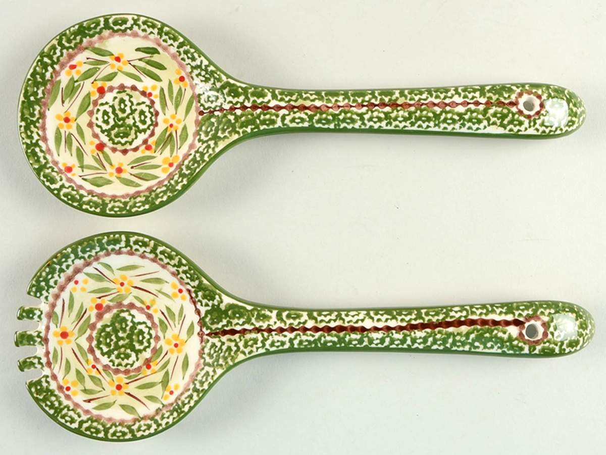 Old World Green 2 Piece Salad Set, Solid Piece by Temp-Tations-1