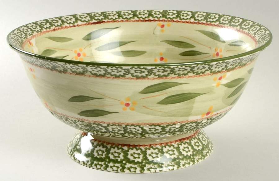 Old World Green Ceramic Colander by Temp-Tations-1