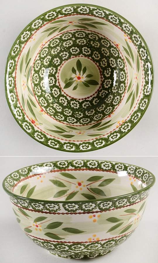 Old World Green 7" Round Vegetable Bowl by Temp-Tations-1
