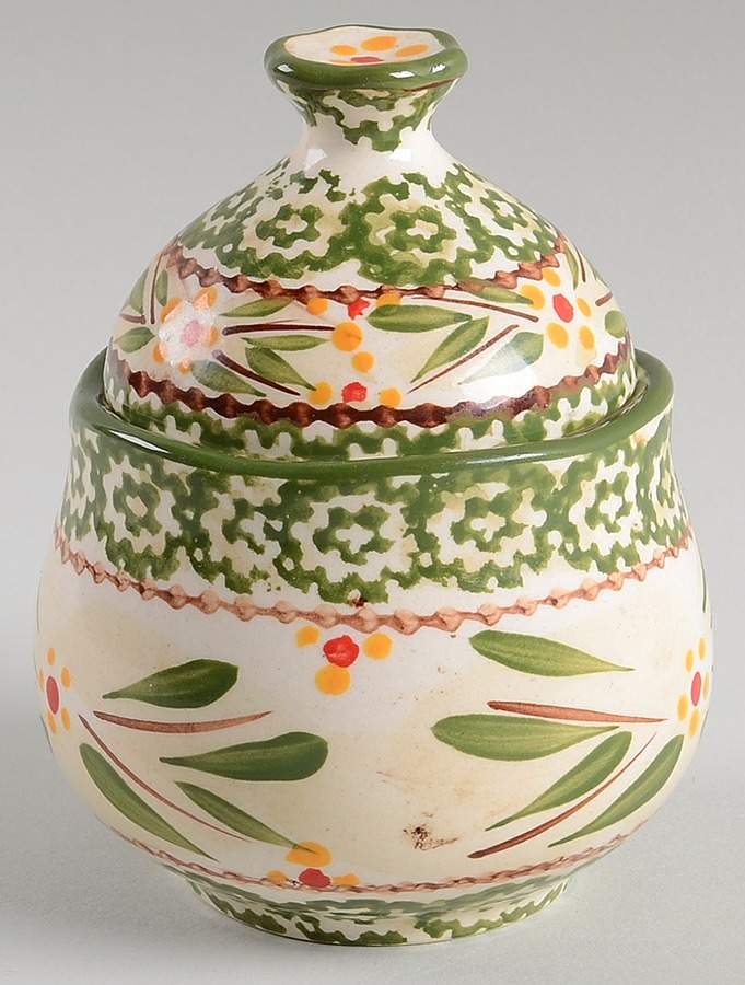 Old World Green Sugar Bowl & Lid by Temp-Tations-1