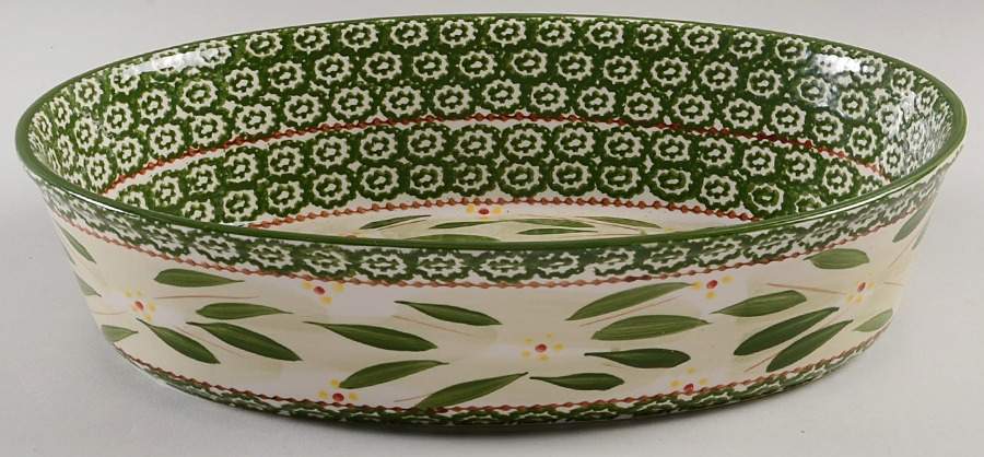 Old World Green 12" Oval Baker by Temp-Tations-1