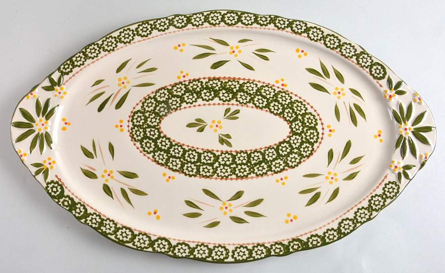 Old World Green 18" Oval Handled Platter by Temp-Tations-1