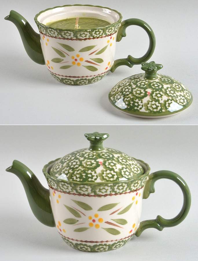 Old World Green Small Teapot Votive Candleholder by Temp-Tations-1