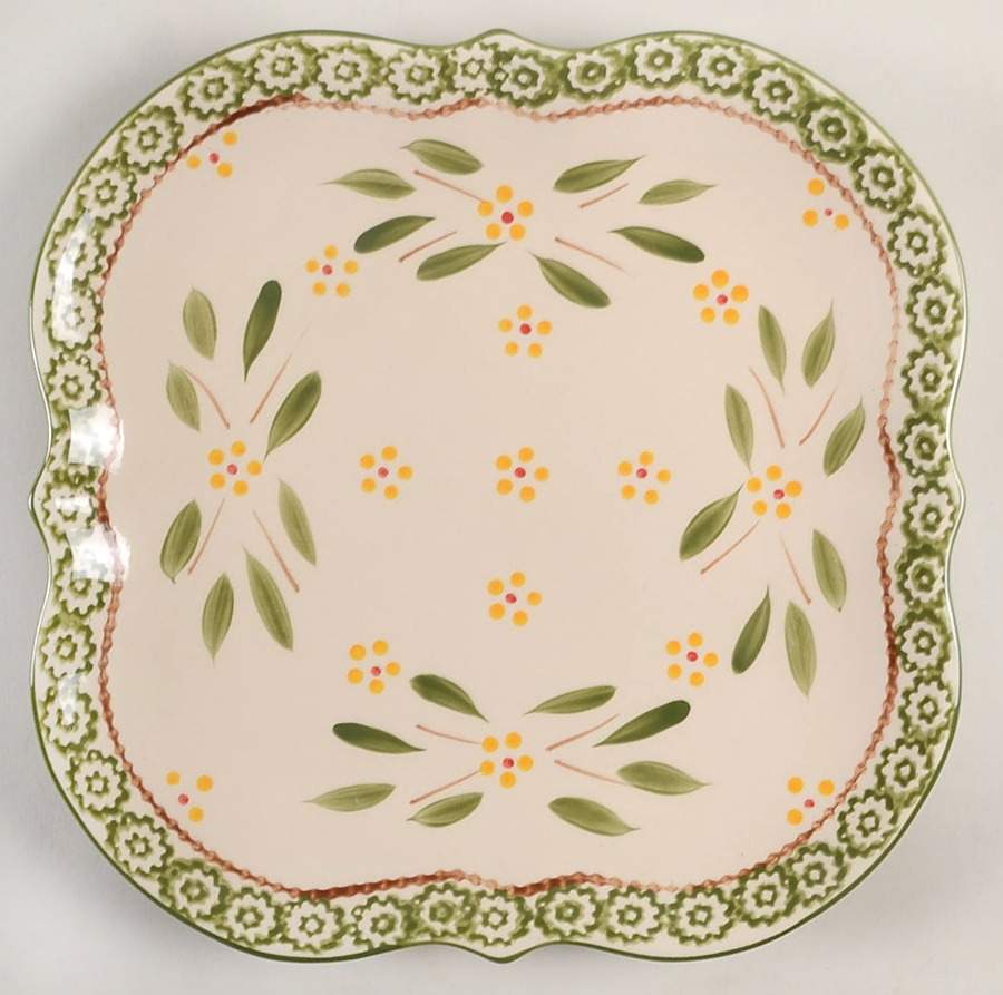 Old World Green Square Dinner Plate by Temp-Tations-1