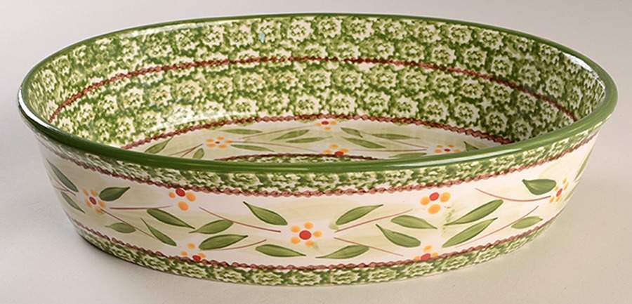Old World Green 12'' Oval Baker by Temp-Tations-1