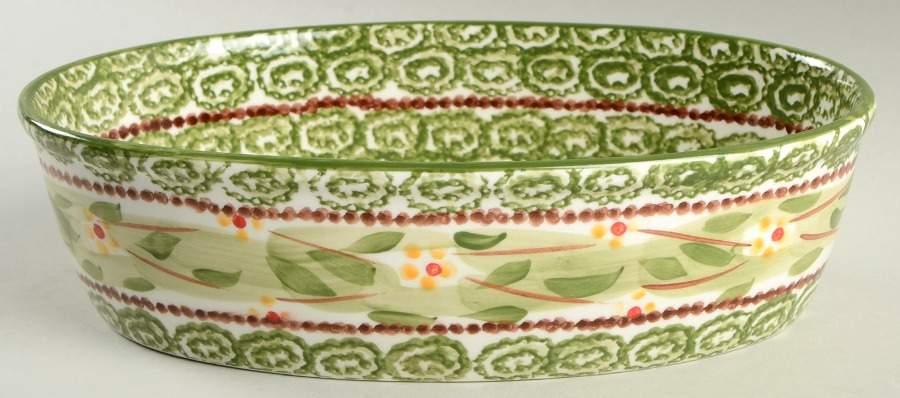 Old World Green 10" Oval Baker by Temp-Tations-1