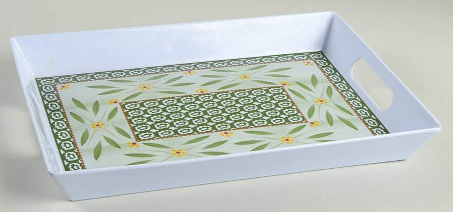 Old World Green 12" Rectangular Melamine Tray by Temp-Tations-1