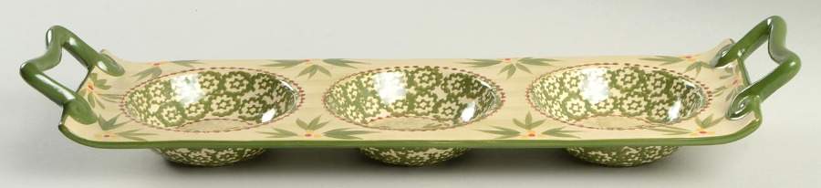 Old World Green Tray Only for 3 Bowl Condiment Set by Temp-Tations-1