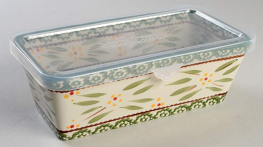 Old World Green Loaf Pan & Plastic Lid by Temp-Tations-1
