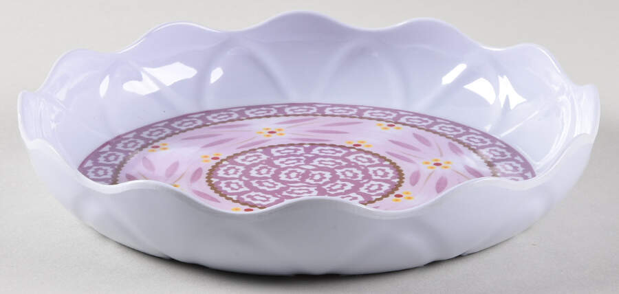 Old World Lilac 8" Round Ruffled Melamine Serving Bowl by Temp-Tations-1