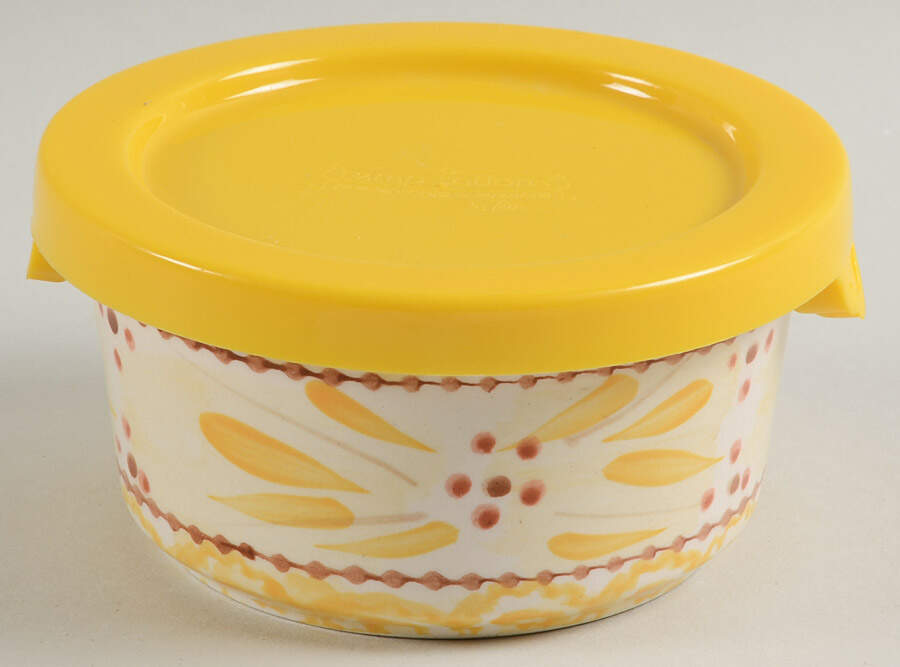 Old World Yellow Ramekin & Plastic Lid by Temp-Tations-1