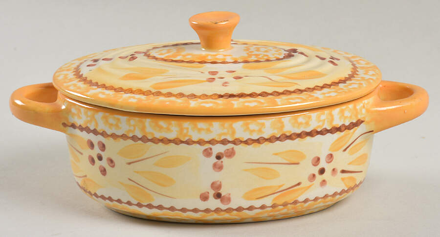 Old World Yellow 9 Oz Individual Oval Casserole & Lid by Temp-Tations-1