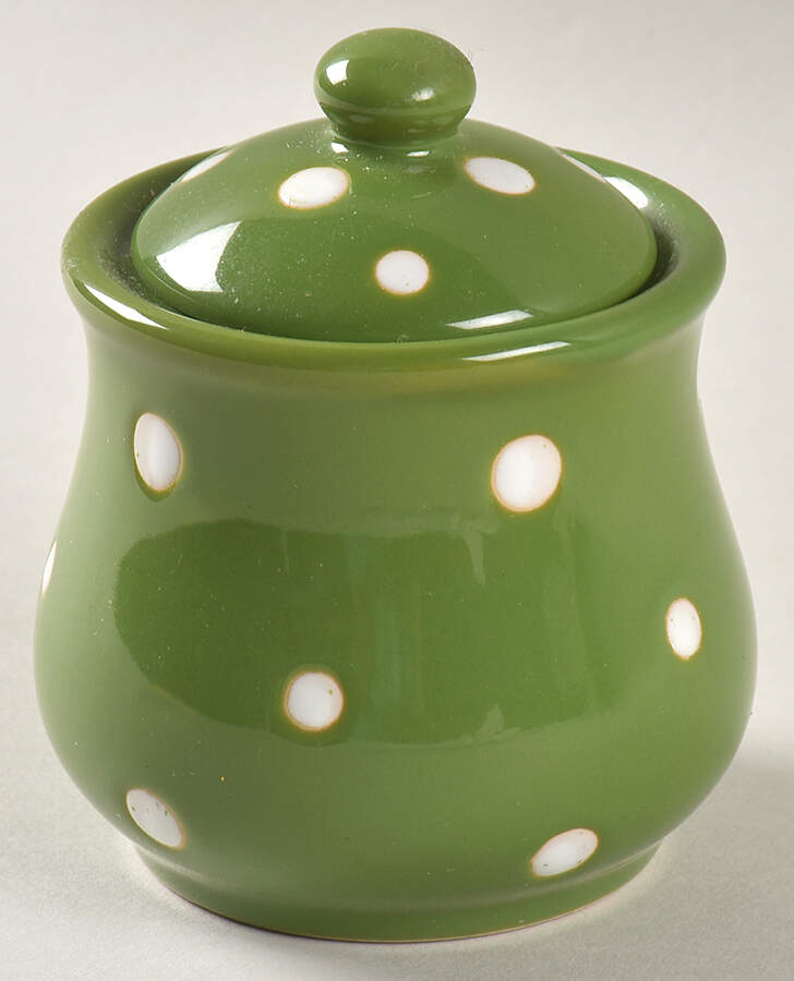 Polka Dot Green Sugar Bowl & Lid by Temp-Tations-1