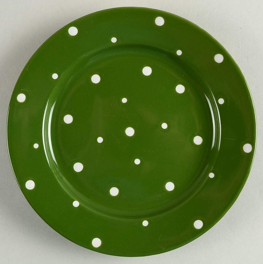 Polka Dot Green Salad Plate by Temp-Tations-1