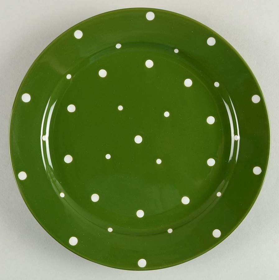 Polka Dot Green Dinner Plate by Temp-Tations-1