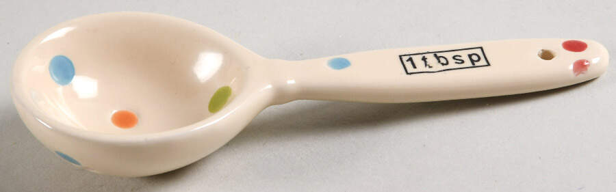 Polka Dot Cream 1 Tablespoon Ceramic Measuring Spoon by Temp-Tations-1