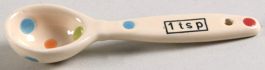 Polka Dot Cream 1 Teaspoon Ceramic Measuring Spoon by Temp-Tations-1
