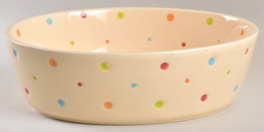 Polka Dot Cream Figural Oval Baker No Lid by Temp-Tations-1