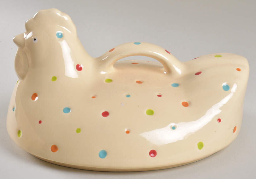 Polka Dot Cream Lid for Figural Oval Baker by Temp-Tations-1
