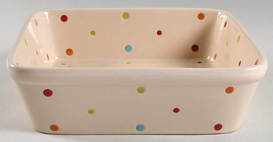 Polka Dot Cream 9" Square Baker by Temp-Tations-1