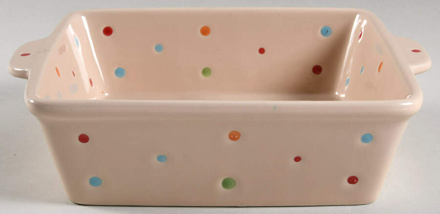 Polka Dot Cream 8" Square Baker by Temp-Tations-1