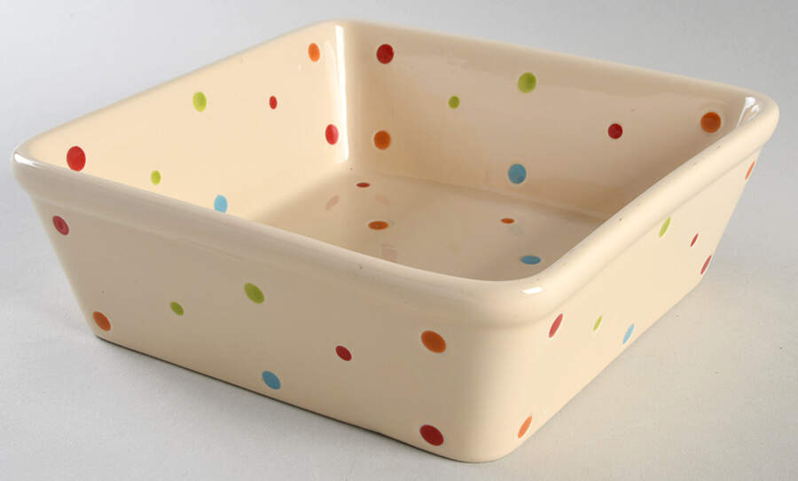 Polka Dot Cream 7" Square Baker by Temp-Tations-1