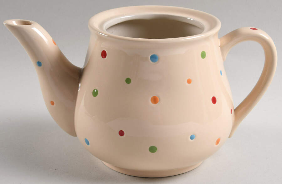 Polka Dot Cream Teapot No Lid by Temp-Tations-1