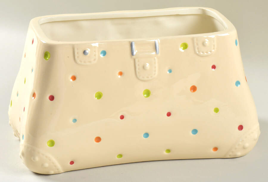 Polka Dot Cream Figural Cookie Jar No Lid by Temp-Tations-1