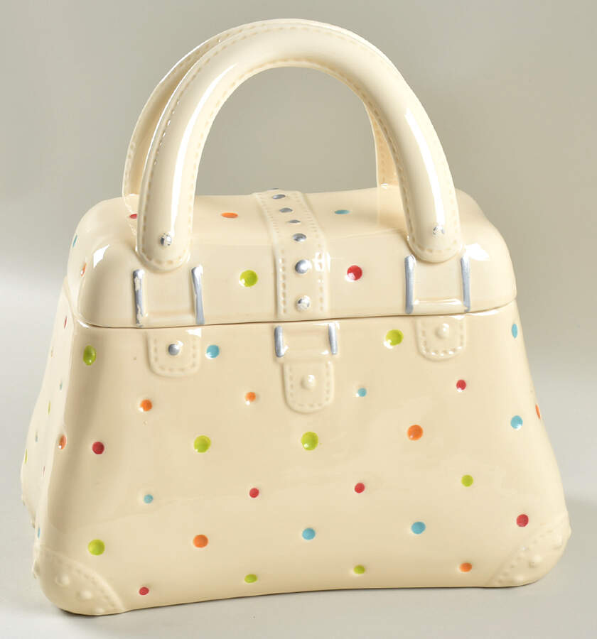 Polka Dot Cream Figural Cookie Jar & Lid by Temp-Tations-1
